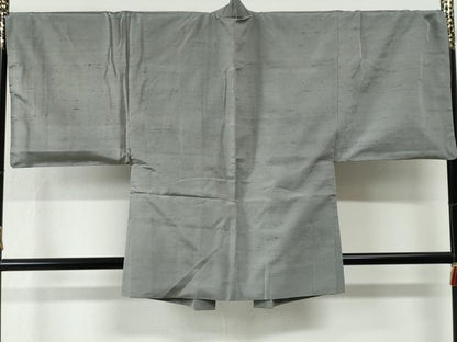 平和屋着物●男性　紬　アンサンブル　色無地　薄鈍色　さが美扱い　キングサイズ　正絹　逸品　CABE2570yc