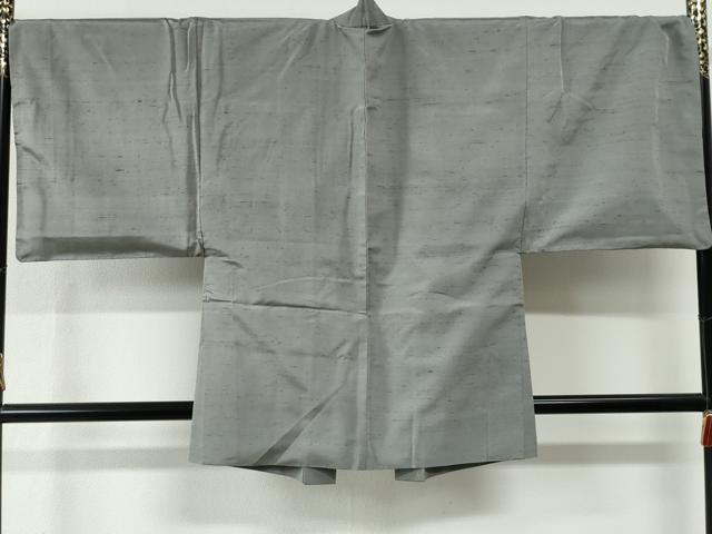 平和屋着物●男性　紬　アンサンブル　色無地　薄鈍色　さが美扱い　キングサイズ　正絹　逸品　CABE2570yc