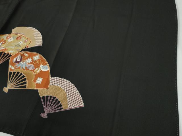 平和屋着物●創業460年・千總　黒留袖　駒刺繍　扇面飛鶴宝尽くし花唐草文　金彩　近鉄百貨店扱い　正絹　逸品　CABE2572yc