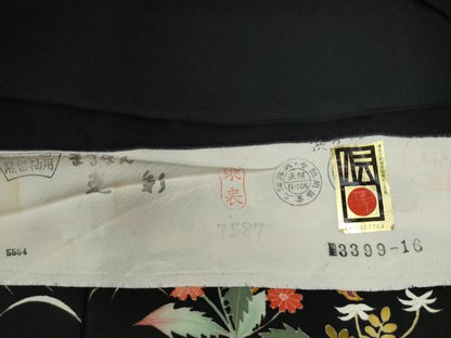 平和屋着物●豪華黒留袖　友禅　作家物　乱菊松竹梅花文　反端付き　正絹　逸品　CABE2577yc
