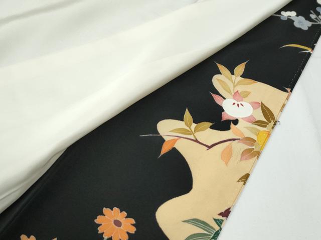 平和屋着物●豪華黒留袖　友禅　作家物　乱菊松竹梅花文　反端付き　正絹　逸品　CABE2577yc