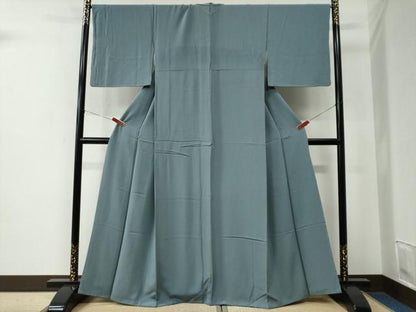平和屋着物●上質な色無地　藍鼠色　正絹　逸品　CABE2579yc
