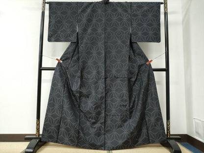 平和屋着物●本場大島紬　麻の葉文様　正絹　逸品　CABE2580yc
