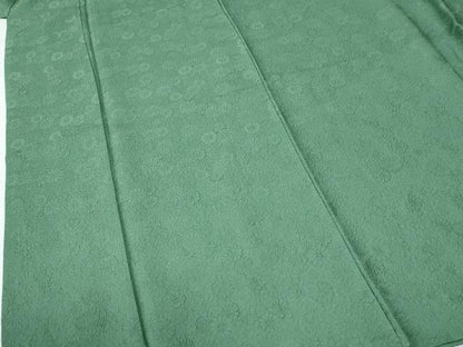 平和屋着物●上質な色無地　菊尽くし地紋　若竹色　正絹　逸品　CABE2582yc
