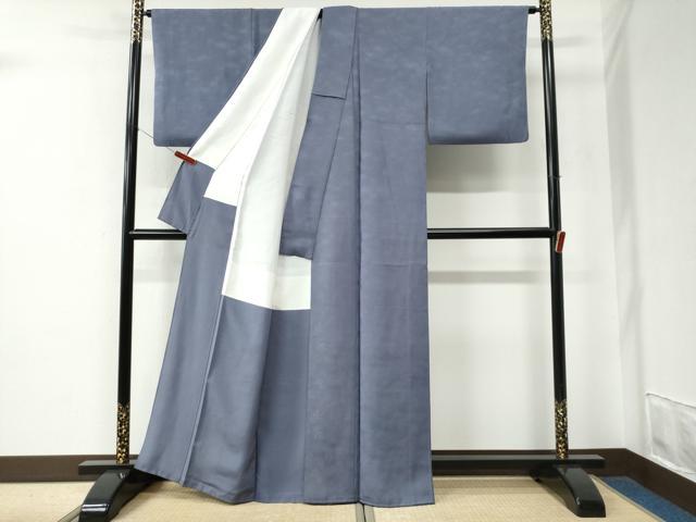 平和屋着物●上質な色無地　枝葉地紋　紫苑色　正絹　逸品　CABE2583yc
