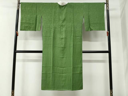 平和屋着物●長襦袢　袷　毬地紋　草色　正絹　逸品　CABE2590yc