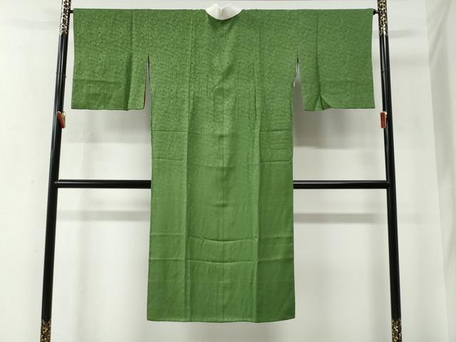 平和屋着物●長襦袢　袷　毬地紋　草色　正絹　逸品　CABE2590yc