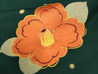 平和屋着物●女性　行灯袴　総刺繍　舞花文　高麗納戸色　金糸　卒業式　洗える着物　CABE2594yc