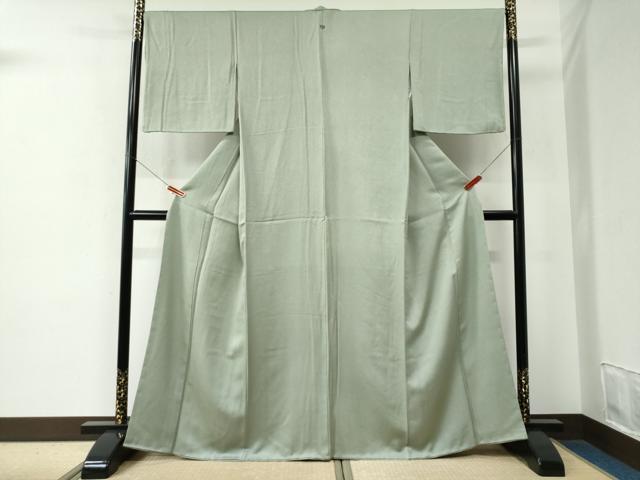 平和屋着物●上質な色無地　山葵色　正絹　逸品　CABE2598yc