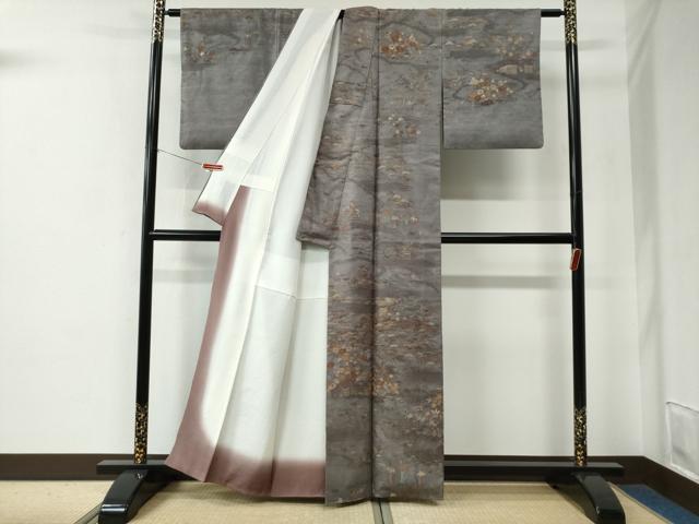 平和屋着物●中国三大刺繍　スワトウ刺繍　総刺繍　訪問着　紬地　浜松籬草花文　正絹　逸品　CABE2599yc