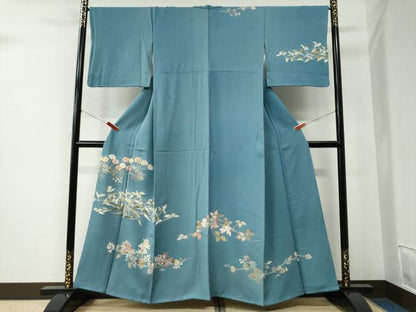 平和屋着物●訪問着　南天枝花文　ラメ糸　金彩　正絹　逸品　CABE2607yc