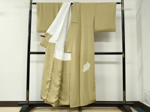 平和屋着物●東京友禅　菅有鬼一　色留訪問着　鷺　正絹　逸品　CABE2609yc