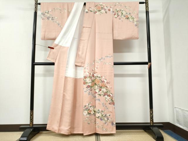 平和屋着物●訪問着　作家物　駒刺繍　草花文　金彩　正絹　逸品　CABE2611yc