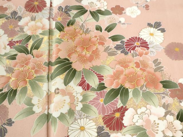 平和屋着物●訪問着　作家物　駒刺繍　草花文　金彩　正絹　逸品　CABE2611yc