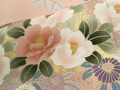 平和屋着物●訪問着　作家物　駒刺繍　草花文　金彩　正絹　逸品　CABE2611yc