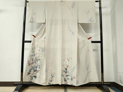 平和屋着物●訪問着　友禅　作家物　草花文　正絹　逸品　CABE2613yc