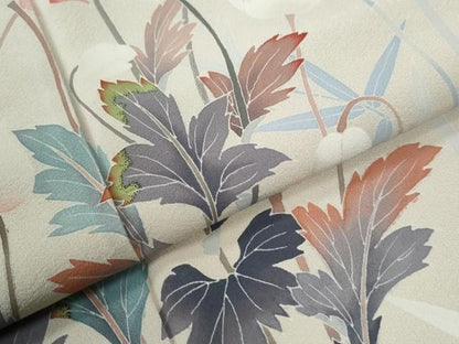 平和屋着物●訪問着　友禅　作家物　草花文　正絹　逸品　CABE2613yc