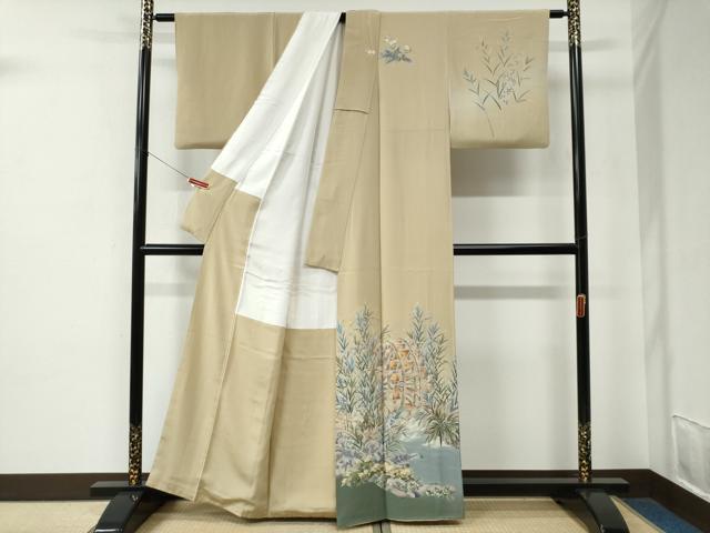 平和屋着物●十日町友禅作家　林静穂　訪問着　水車草花文　暈し染め　正絹　逸品　CABE2617yc