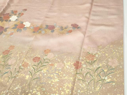 平和屋着物●訪問着　刺繍　草花文　金通し地　正絹　逸品　未使用　CABE2618yc