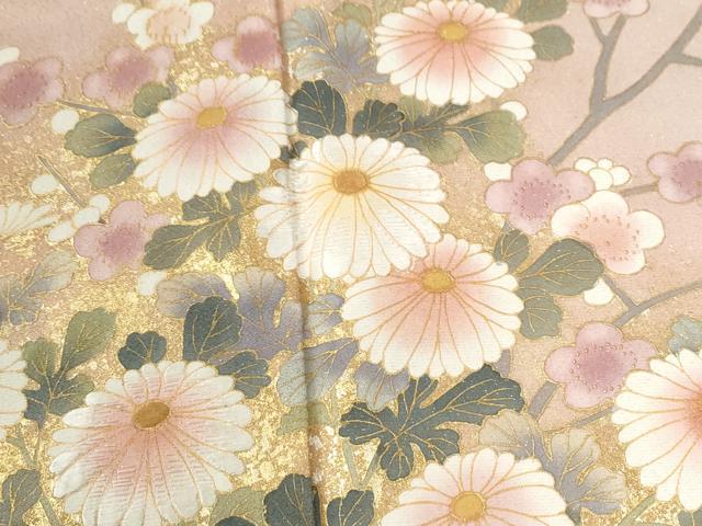 平和屋着物●訪問着　刺繍　草花文　金通し地　正絹　逸品　未使用　CABE2618yc
