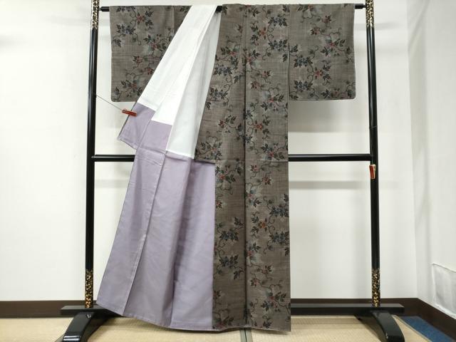 平和屋着物●本場大島紬　7マルキ　花唐草文　正絹　逸品　未使用　CABE2619yc