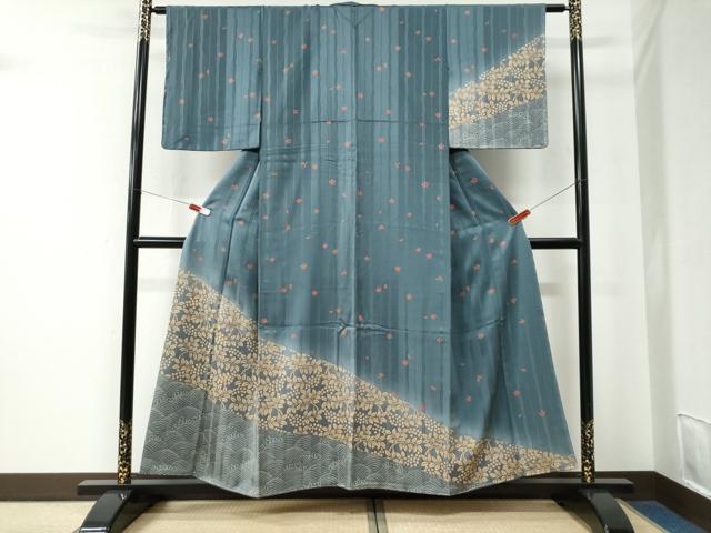 平和屋着物●訪問着　駒刺繍　立波葡萄舞桜文　暈し染め　金彩　正絹　逸品　未使用　CABE2626yc