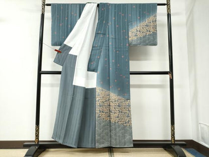 平和屋着物●訪問着　駒刺繍　立波葡萄舞桜文　暈し染め　金彩　正絹　逸品　未使用　CABE2626yc
