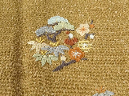 平和屋着物●訪問着　総刺繍　竹屋町刺繍　松竹梅　暈し染め　金糸　鬼しぼ縮緬　正絹　逸品　CABE2627yc