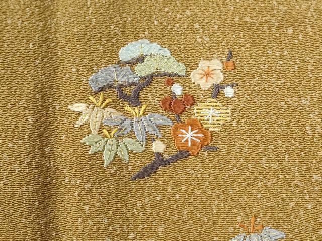 平和屋着物●訪問着　総刺繍　竹屋町刺繍　松竹梅　暈し染め　金糸　鬼しぼ縮緬　正絹　逸品　CABE2627yc