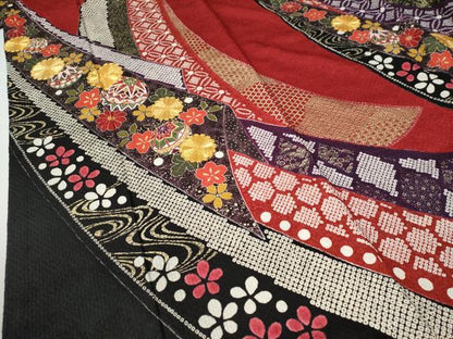 平和屋着物●豪華振袖　駒刺繍　絞り　熨斗吉祥流水毬花文　黒地　金彩　正絹　逸品　CABE2635yc