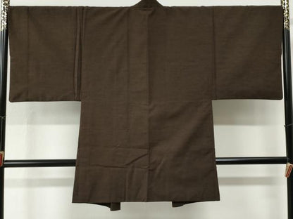 平和屋着物●男性　紬　アンサンブル　色無地　憲法色　正絹　逸品　CABE2636yc