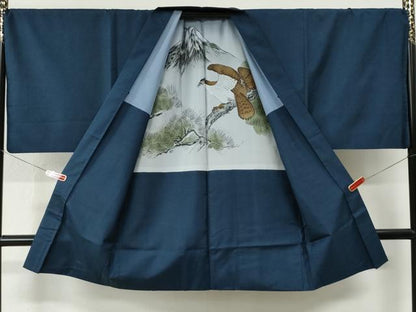 平和屋着物●男性　本場大島紬　アンサンブル　100亀甲　総詰め　羽裏：鷹　キングサイズ　正絹　逸品　CABE2637yc