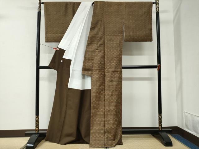 平和屋着物●上質な小紋　紬地　吉祥文　正絹　逸品　CABE2640yc 平和屋着物○上質な小紋 紬地 吉祥文 正絹 逸品 CABE2640yc