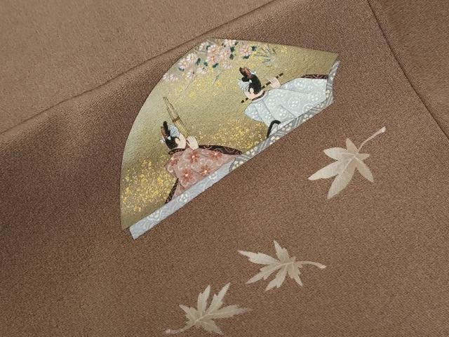 平和屋着物●訪問着　地紙人物楓文　暈し染め　金彩　正絹　逸品　CABE2641yc