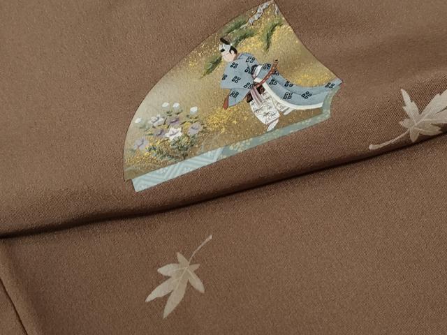 平和屋着物●訪問着　地紙人物楓文　暈し染め　金彩　正絹　逸品　CABE2641yc