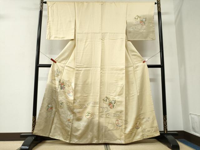 平和屋着物●訪問着　刺繍　流水雪輪草花文　暈し染め　金銀彩　やまと誂製　正絹　逸品　未使用　CABE2644yc