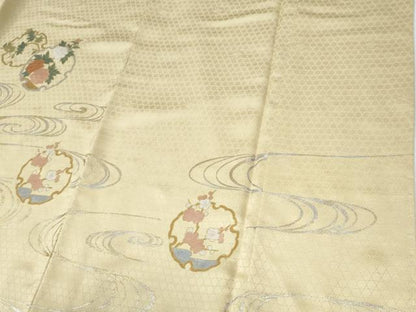 平和屋着物●訪問着　刺繍　流水雪輪草花文　暈し染め　金銀彩　やまと誂製　正絹　逸品　未使用　CABE2644yc