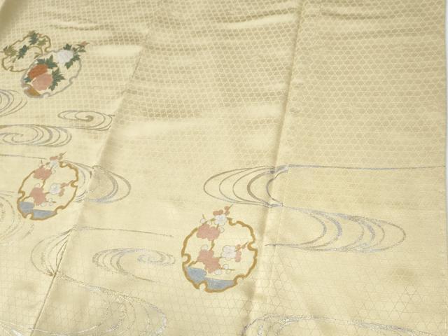 平和屋着物●訪問着　刺繍　流水雪輪草花文　暈し染め　金銀彩　やまと誂製　正絹　逸品　未使用　CABE2644yc
