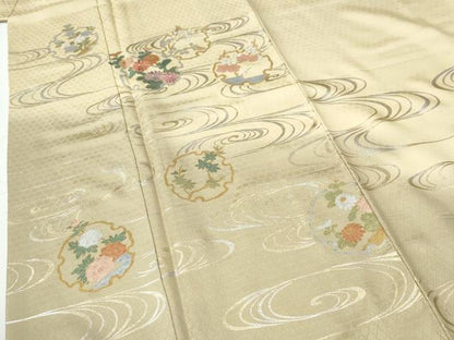 平和屋着物●訪問着　刺繍　流水雪輪草花文　暈し染め　金銀彩　やまと誂製　正絹　逸品　未使用　CABE2644yc