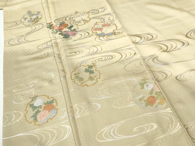 平和屋着物●訪問着　刺繍　流水雪輪草花文　暈し染め　金銀彩　やまと誂製　正絹　逸品　未使用　CABE2644yc