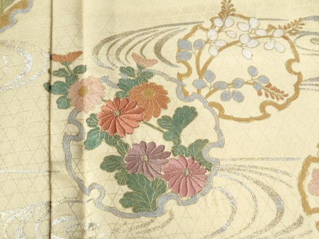 平和屋着物●訪問着　刺繍　流水雪輪草花文　暈し染め　金銀彩　やまと誂製　正絹　逸品　未使用　CABE2644yc