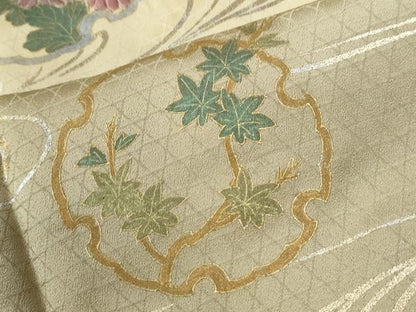 平和屋着物●訪問着　刺繍　流水雪輪草花文　暈し染め　金銀彩　やまと誂製　正絹　逸品　未使用　CABE2644yc