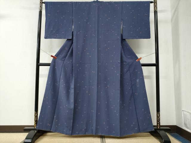 平和屋着物●世界的人形師　辻村寿三郎　ジュサブロー　小紋　舞花文　正絹　逸品　CABE2648yc