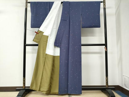 平和屋着物●世界的人形師　辻村寿三郎　ジュサブロー　小紋　舞花文　正絹　逸品　CABE2648yc