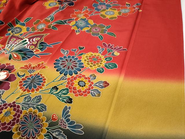 平和屋着物○豪華振袖 紅型 花蝶文 正絹 逸品 CABE2650yc 平和屋着物○豪華振袖 紅型 花蝶文 正絹 逸品 CABE2650yc