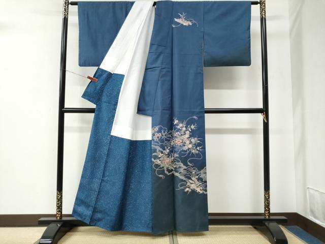 平和屋着物●訪問着　総刺繍　雲取り花筏文　金糸　正絹　逸品　CABE2655yc