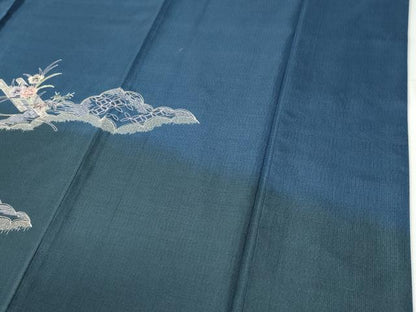 平和屋着物●訪問着　総刺繍　雲取り花筏文　金糸　正絹　逸品　CABE2655yc
