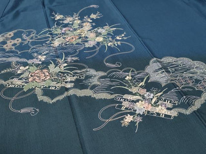 平和屋着物●訪問着　総刺繍　雲取り花筏文　金糸　正絹　逸品　CABE2655yc
