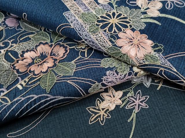 平和屋着物●訪問着　総刺繍　雲取り花筏文　金糸　正絹　逸品　CABE2655yc
