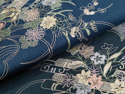 平和屋着物●訪問着　総刺繍　雲取り花筏文　金糸　正絹　逸品　CABE2655yc